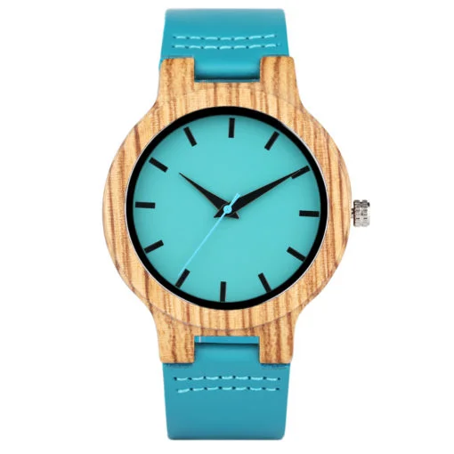 Relógio de Madeira com Pulseira de couro Fashion e Casual - Imagem 6
