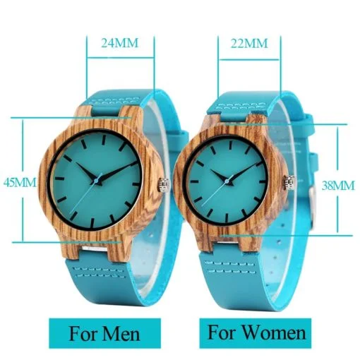 Relógio de Madeira com Pulseira de couro Fashion e Casual - Imagem 5