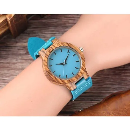 Relógio de Madeira com Pulseira de couro Fashion e Casual - Imagem 7