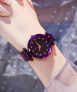 Relógio Feminino Design céu estrelado Roxo
