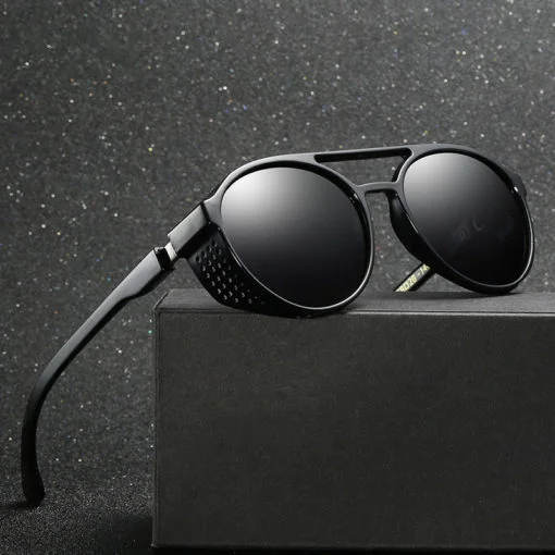 Óculos de sol Modelo SteamPunk Retrô com Lentes Polarizadas e Proteção UV