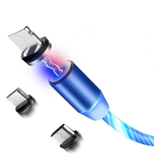 Cabo USB Tipo-C Magnético Fluxo Luminoso Universal para Android e Iphone - Imagem 3