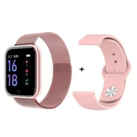Pulseira de Aço Rosa + Sílica Rosa