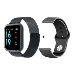 Pulseira de Aço Preto + Silicila Preto